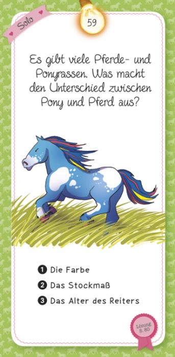 moses Das Quiz der Pferde und Ponys 100 Karten, ein Antwortbüchlein