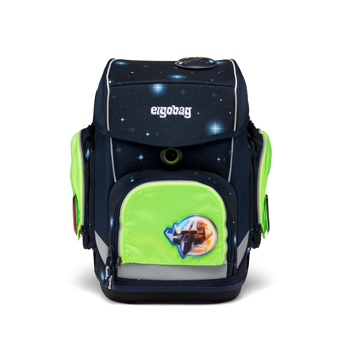 ergobag Fluo LED Zip Set Seitentaschen Grün