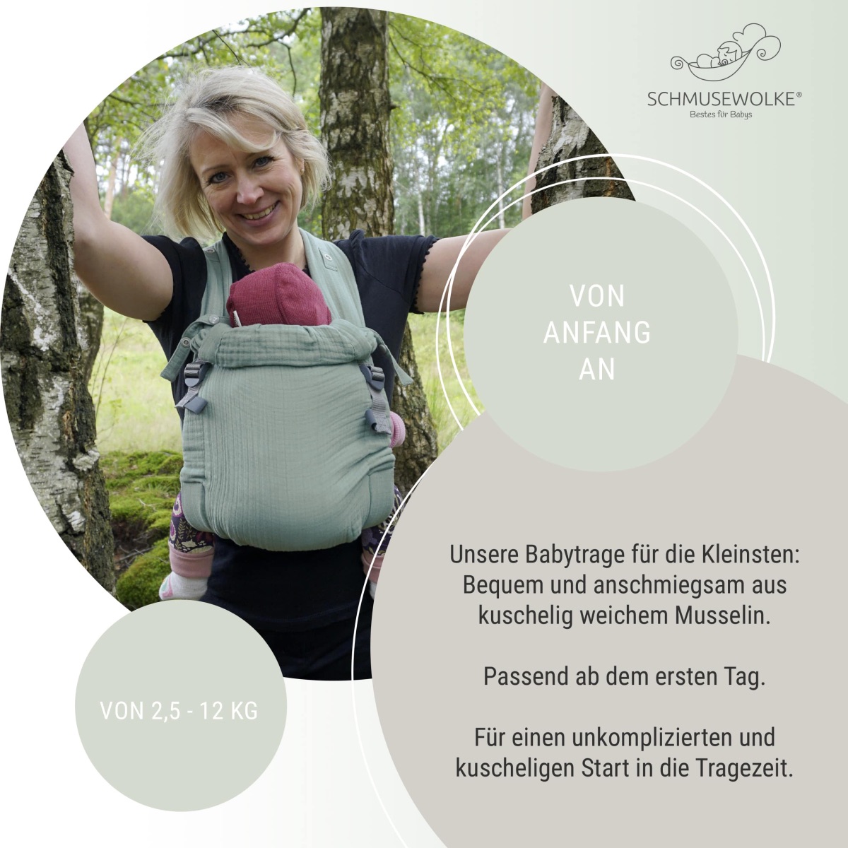 Schmusewolke Aurora Halfbuckle (50 - 86 cm / 12 Kilo) Eucalyptus Schmusewolke Aurora Halfbuckle (50 - 86 cm / 12 Kilo) Eucalyptus