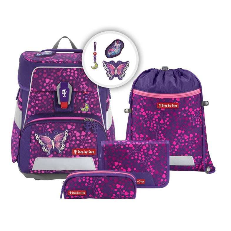 Step by Step Space Schulranzen-Set 5-tlg. Shine Butterfly Night Ina