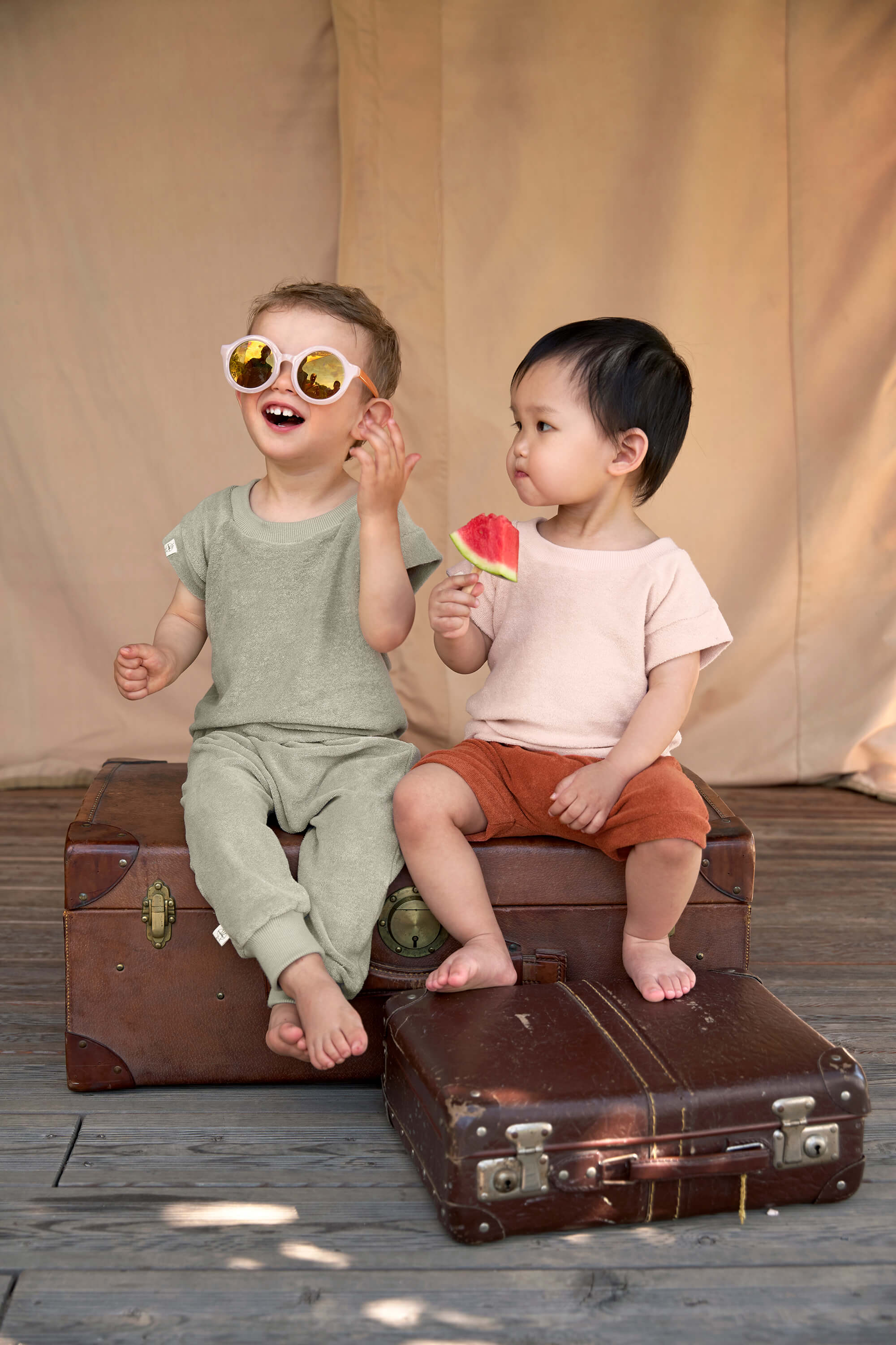 Lässig Frottee T-Shirt Kinder Powder Pink, Rosa Lässig Frottee T-Shirt Kinder Powder Pink, Rosa 98-104