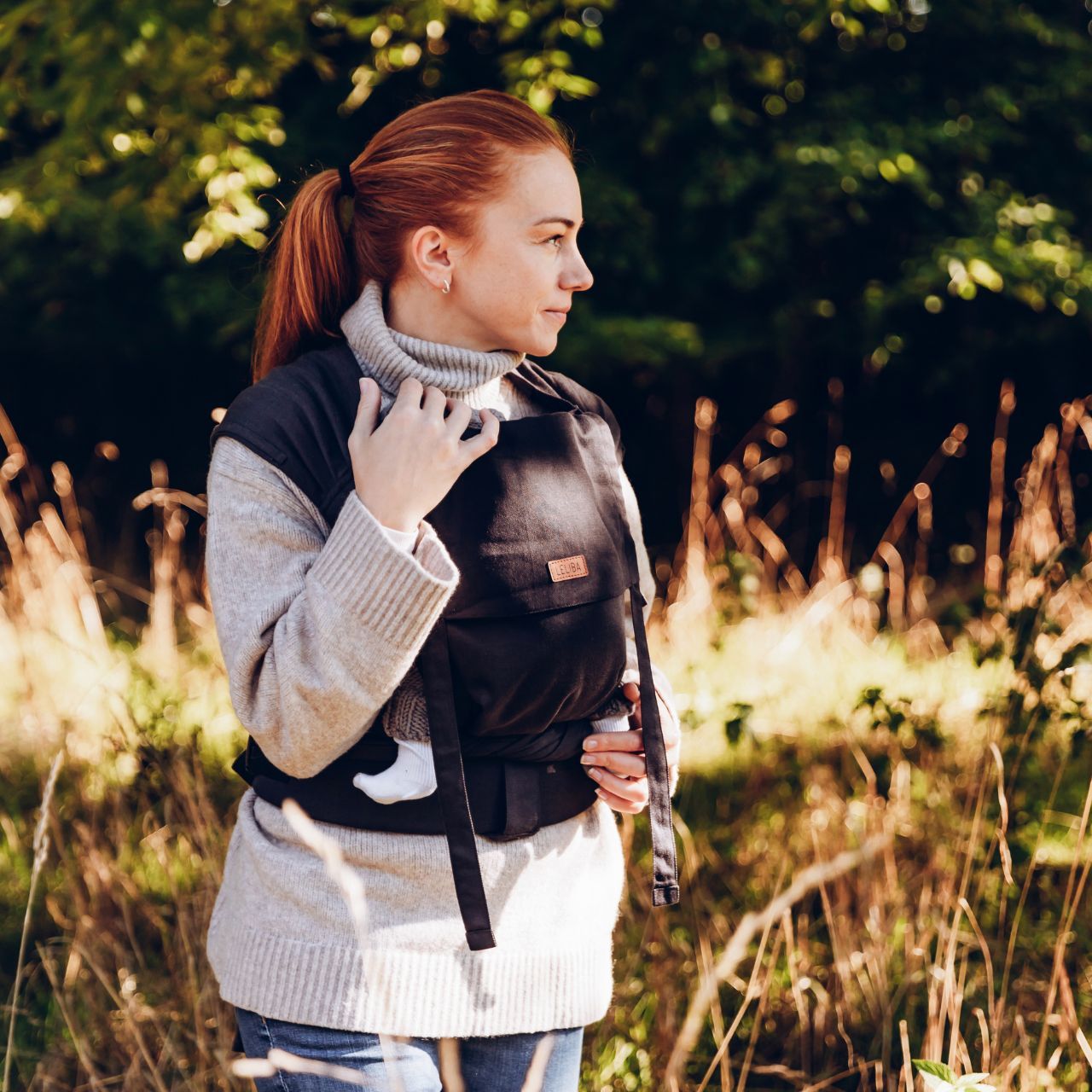 LELIBA Tai Babytrage mit Polster Leaf Merula