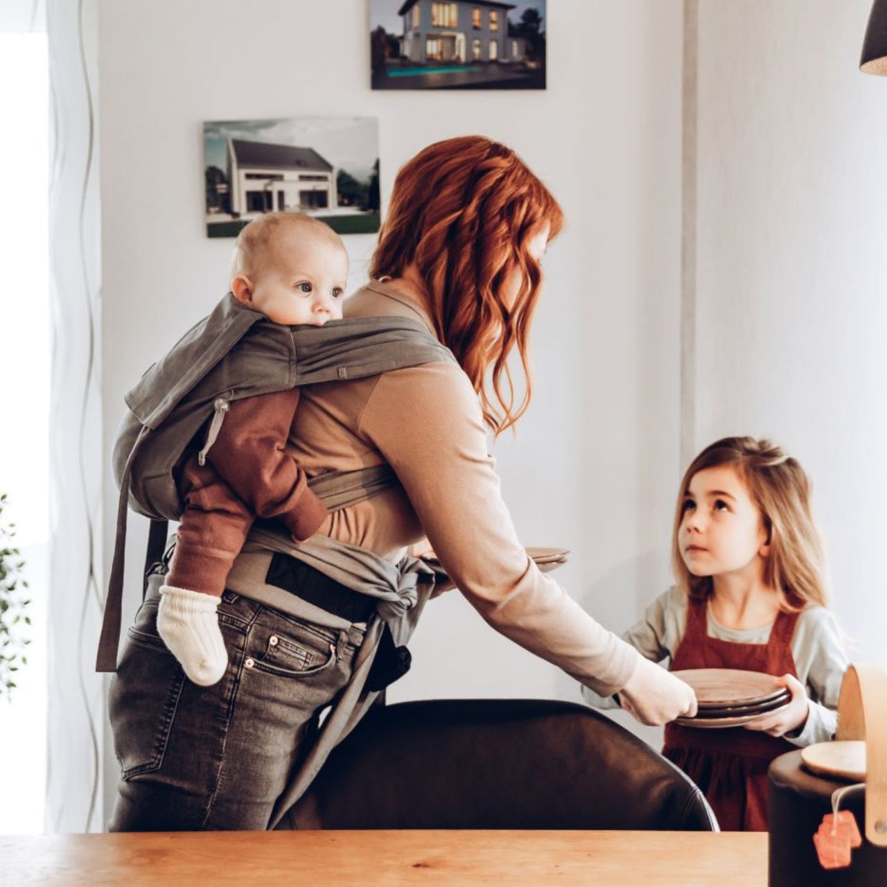 LELIBA Tai Babytrage mit Polster Leaf Graphit