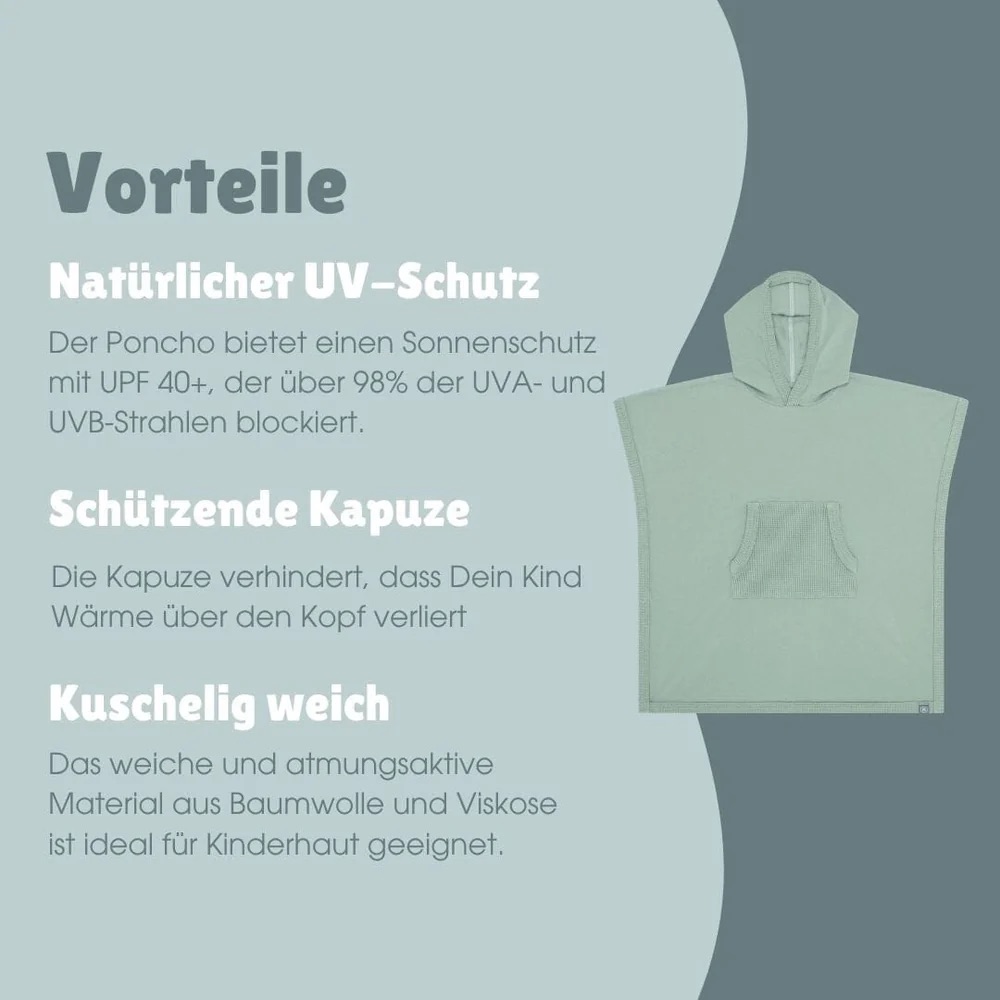 Emma & Noah UV Poncho 1-3 Jahre Essential Mint Emma & Noah UV Poncho 3-5 Jahre Essential Mint