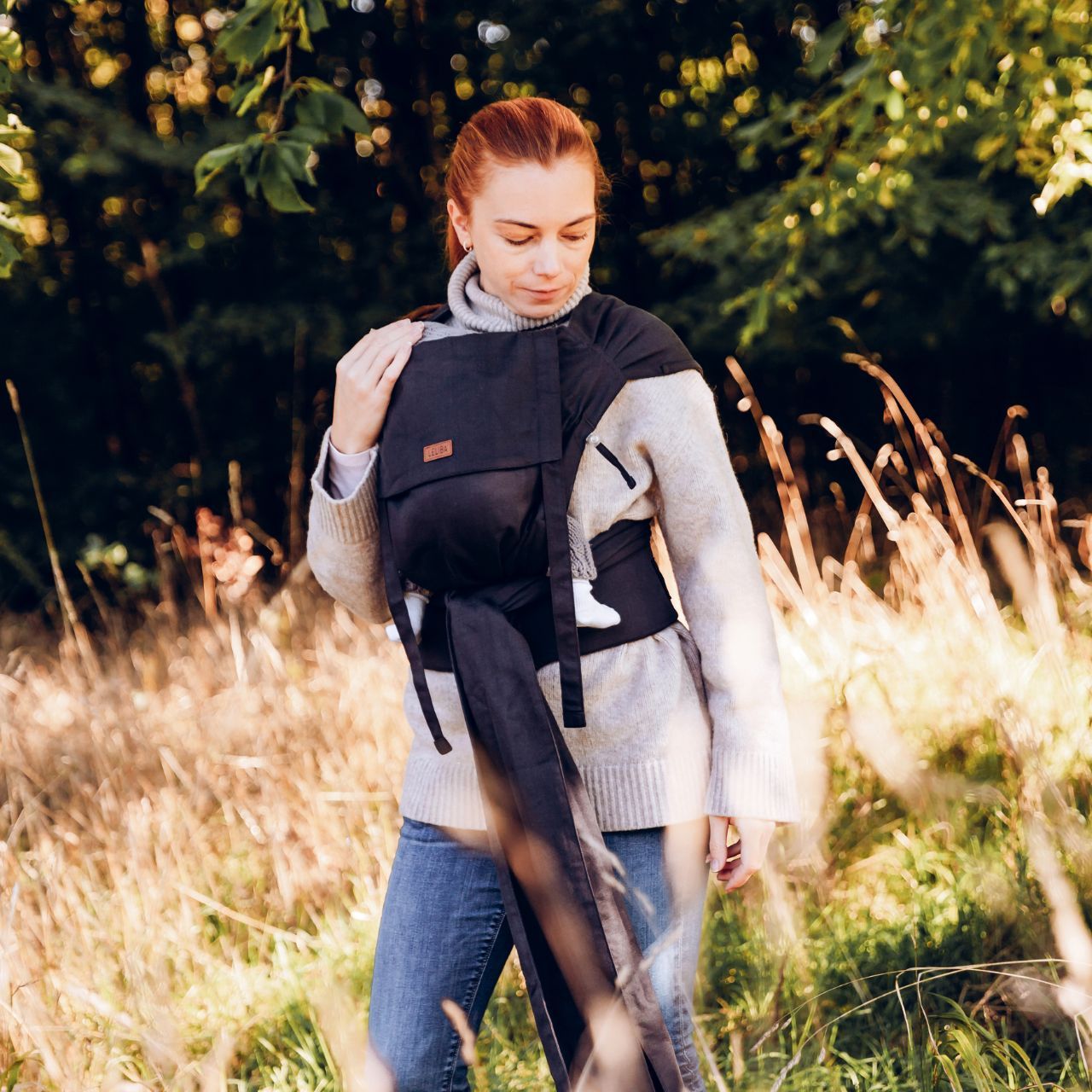 LELIBA Tai Babytrage mit Polster Leaf Merula